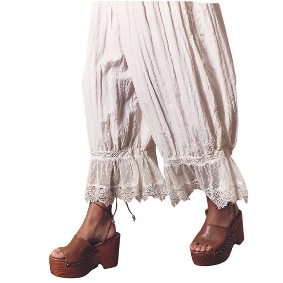 Free People Forever Young Sleep Capri Pants Ivory Lace Trim XS New With Tags - Picture 5 of 16
